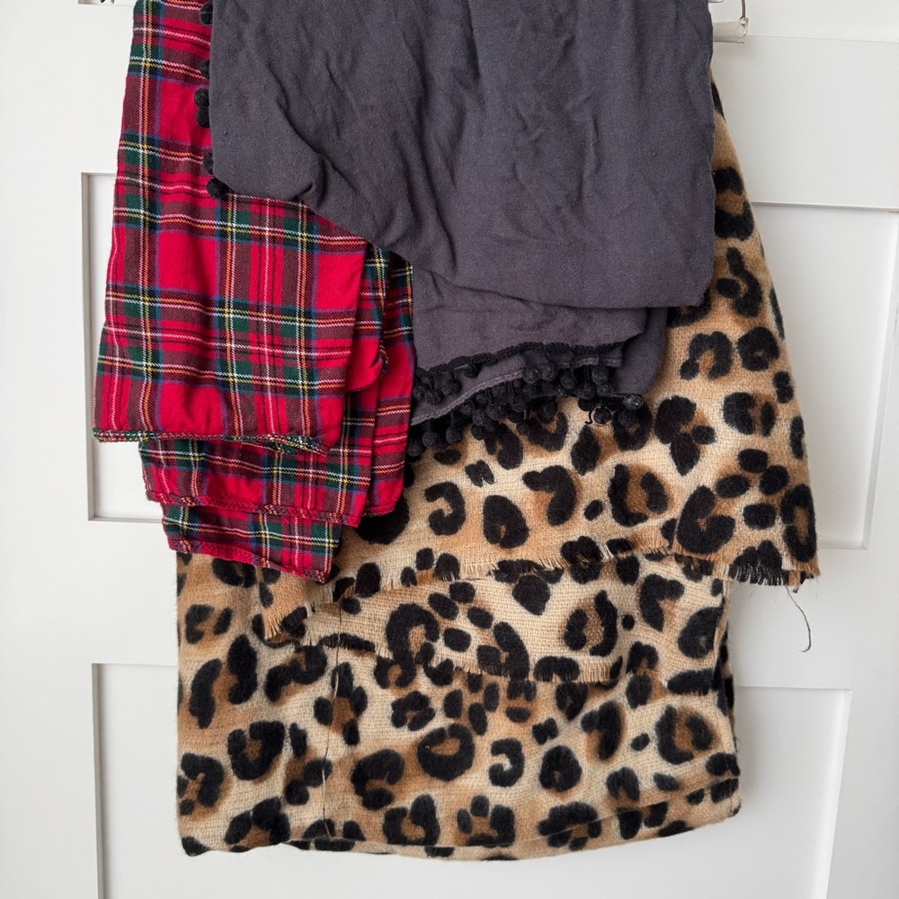 Victoria's Secret Red Plaid and Leopard Print Scarves